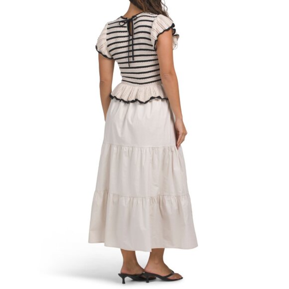 ZOE & CLAIRE Natural Short Sleeve Twofer Maxi Dress - Picture 2 of 2